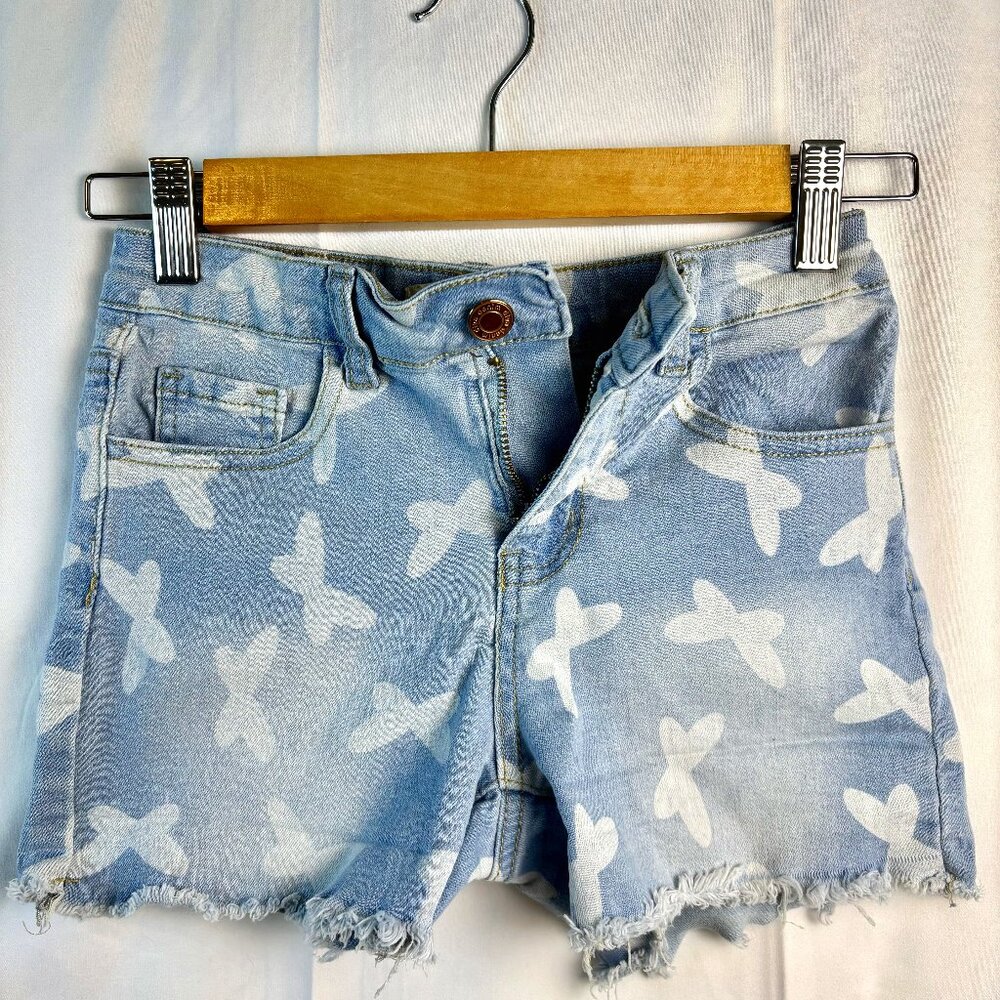 Justice Girls Butterfly Print Denim Shorts – Size 10